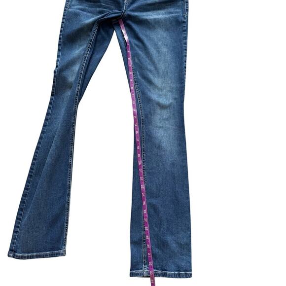 Maurices Jeans Womens Size 5/6 Long 6L Blue Embroidered pockets bootcut silver - Picture 10 of 16